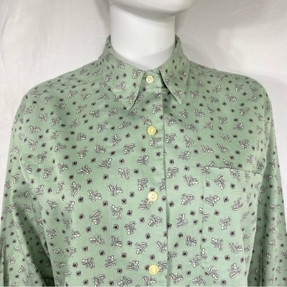 Dockers Women’s Sage Berry Print Soft Cotton Long Sleeve Button Down - Picture 3 of 7